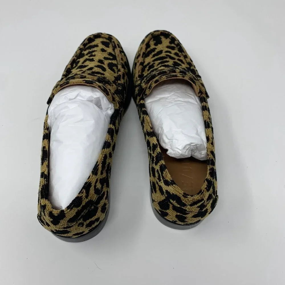 Re/Done 264-17W9LFR 90s Loafers Shoes Women's 38 Leopard‎ Tapestry Slip-on S0431